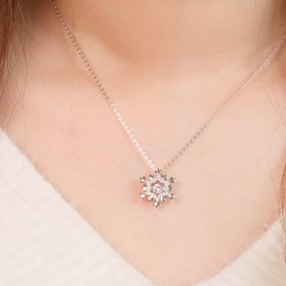 GRA Certified 0.50 Cttw Dancing Snowflake Moissanite Diamond Necklace - Picture 9 of 12